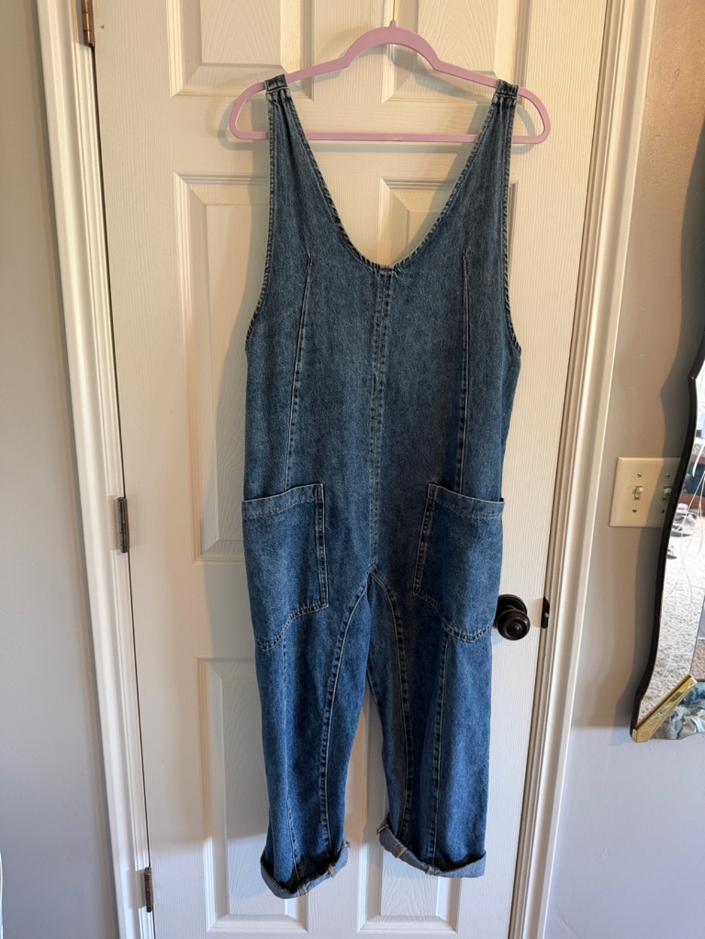We The Free Relaxed Blue Denim Utility Jumpsuit - Picture 2 of 7